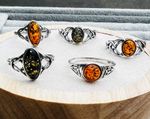 WHOLESALE JOB LOT 5 Baltic Amber & 925 Solid Sterling Sterling Silver RINGS