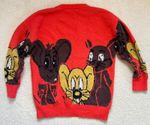 Vintage 80s 90s Cartoon Character All Over Knit Sweater Red Multicolor No Tags