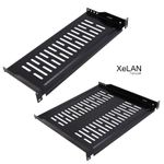 XeLAN 1U Cantilever Vented Rack Shelf Tray 190mm / 400mm Depth 10kg Load Black