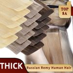 THICK Russian Tape In Human Hair Extensions Real Remy Skin Weft Ombre FULL HEAD