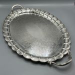 LARGE Antique Silver Plated Serving Tray Handles Scalloped Butler Barker Ellis