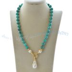 10mm Green Turquoise Natural White Keshi Baroque Pearl Pendant Necklace 16-28''