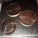 THREE x 1 oz  U S A . 999 Fine Copper Round - Morgan Dollar - Golden State Mint