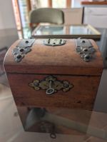 Antique Edwardian Oak & Brass Dome-Top Humidor Box c.1910 - Working Lock & Key