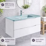 900mm Wall Mounted Vanity Unit White Gloss 2 Drawer Bathroom Sink Cabinet Basin