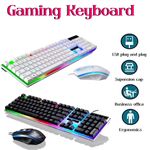 Gaming Keyboard Mouse Set USB Rainbow RGB LED Wired For PC Laptop PS5 Xbox One