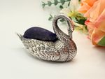 Antique Sterling Silver SWAN Pin Cushion,  Hallmarked 1907,  Adie & Lovekin, 7cm