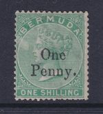 Bermuda 1875 Surcharge. One Penny on One Shilling, SG17 MM. Cat £550.