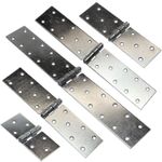 Heavy Duty Backflap Strap Hinge Tee Door Gate Box Shed Galvanised SILVER 2pcs