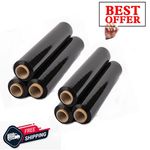 6 X STRONG ROLLS BLACK PALLET STRETCH SHRINK WRAP PARCEL PACKING CLING FILM