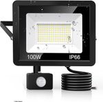 100W LED Floodlight PIR Motion Sensor Security Outdoor Garden Flood Light IP66
