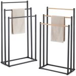3 Tier Freestanding Towel Rack Bathroom Stand Holder Floor Metal Wood Drying Bar