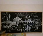 Lrge Antique Vietnamese Blk Lacquer Panels with Mother o Pearl inlay. 127 x 59cm