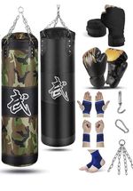 unfilled Boxing Bag , Kick, Punching Bag Set, Gloves,Wraps,Chain,Hook,