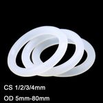 10x White Silicon Rubber O Rings Food Grade Cross Section 1/2/3/4mm OD 5mm-80mm