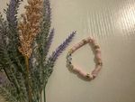 Pink & White Beaded Stretch Slip-On Bracelet Round Beads MUM Letter, Heart