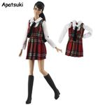 Red Plaid Student Uniform Clothes For 11.5" Doll Dress Cosplay Gown 1/6 Outfits