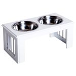 Raised Pet Feeder Elevated Double Staninless Steel Bowls