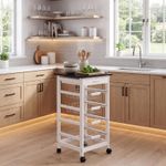 4 Tier Kitchen Basket Storage Trolley Rack Fruit Vegetable Organiser Shelf White