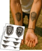 Roaring Lion Temporary Tattoos - Realistic Matching Lion Head Designs for Men