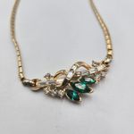 VTG 1952 Mazer Bros. Trifari Rhinestone Choker Necklace Green & Clear Rhinestone