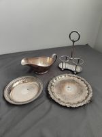 Mappin & Webb Silver Plated Copper Round Serving Plate Shakers Stand Postons