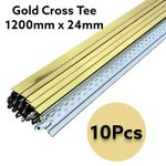 10x Gold Cross Tee Section 1200 x 24mm Suspended Ceiling Grid System Component