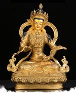 30cm Buddhism old Handpainted bronze statue gilt Buddha Bodhisattva Vajrasattva