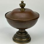 Antique 1800s French Small Copper Bon Bon Dish & Secure Lid,Fully Lined With Tin