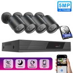 MAISI 5MP CCTV 4 Camera System HD 4CH DVR Home Outdoor Kit With 500gb Hard Drive