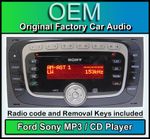 Ford Fiesta Sony CD player radio stereo with radio code and removal keys