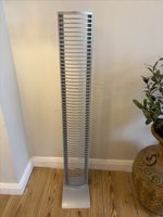 Metal Tall Tower Cd Rack Free Standing Silver 100cm Tall Holds 60 Cds 