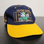 Vintage Notre Dame Hat Snapback Blue Logo #1 Apparel Wool Blend 90s