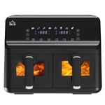 Dual Air Fryer 8L Family Size w/ 2 Basket 8 Presets Cookbook Timer 2500W
