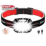 Blukar Head Torch Rechargeable, 2000L Super Bright LED Headlamp Black