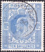 1902 DLR SG265 10/- PALE ULTRAMARINE WMK LARGE ANCHOR SHEPERDS BUSH CDS