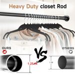 VIOREMOS Heavy Duty Black Wardrobe Rail Retractable Clothes Hanging Rod 74-223cm