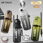 Water Bottle W/ Straw Gym Drink Spray Cup Sports Mist Spray Cool Down 600/750ML