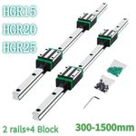 2PCS HGR15 /HGR20/ HGR25 Linear Guide Rail 300-1500mm+4PCS Slider Block kits CNC