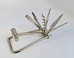 Vintage c1940s Pocket Multitool Harp Bow Corkscrew Hammer Gimlet Plus 7 Tools
