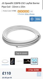 JG Speedfit 22BPB-25C Polybutylene Layflat Pipe Coil, 22mm x 25m, White