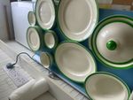 Vintage White & Green Ceramic Dinner Set