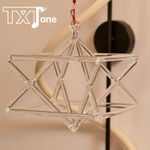 TXTone Clear Crystal Singing Merkaba Pyramid  10" Quartz With Carrying Case Yoga