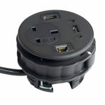 G8A1 Office Desk Grommet Power - USB A+C Smart Chargers HD AV RJ45 2m Start Lead