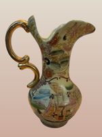 Antique Japanese Satsuma Ewer Pitcher Moriage Enamel Export Ware Meiji Taisho