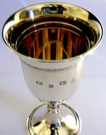 STYLISH MINT ENGLISH STERLING SILVER WINE GOBLET CHALICE CUP 1985 BARWARE