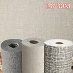 30M Self-Adhesive Wallpaper Thick Thermal Insulation Plain 3D Linen Wall Sticker