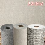 30M Self-Adhesive Wallpaper Thick Thermal Insulation Plain 3D Linen Wall Sticker