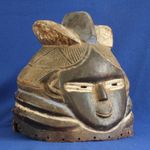 vintage African hand carved wooden mask Mende Sande Sierra Leone