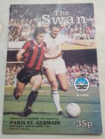 Swansea City V Paris St Germain European Cup Winners Cup 2nd Rd 20/10/82 VGC